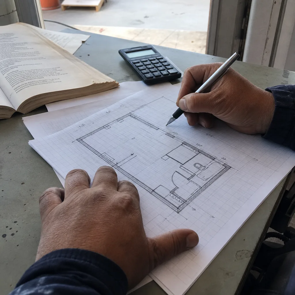 Professional designer drawing a custom ADU floor plan